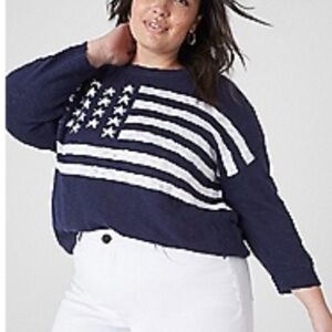 Lane Bryant Navy and White Flag Sweatshirt